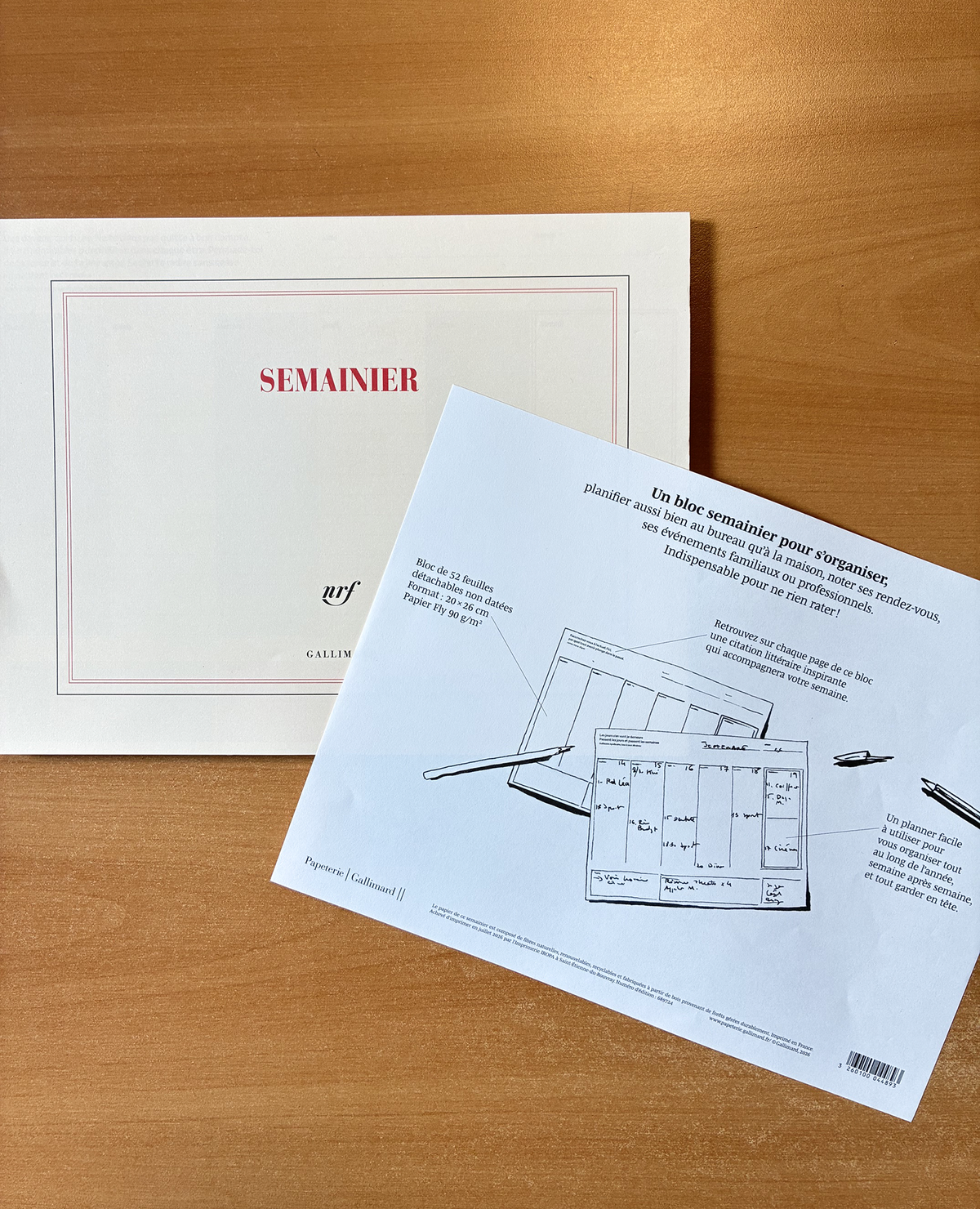 Bloc semainier planificateur